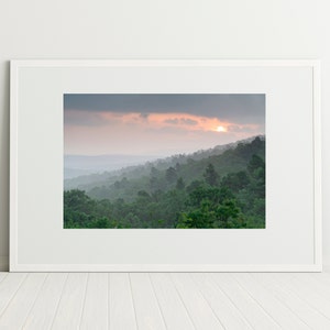 Foggy Mountain Print | Talimena Drive | Winding Stair Mountains | Oklahoma Nature Print | Oklahoma Landscape Print | Mountain Sunrise