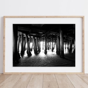 Santa Monica Pier Print | Under the Pier | Black and White Pier Print | Black and White Pier | Ocean Pier Print | California Pier Print |