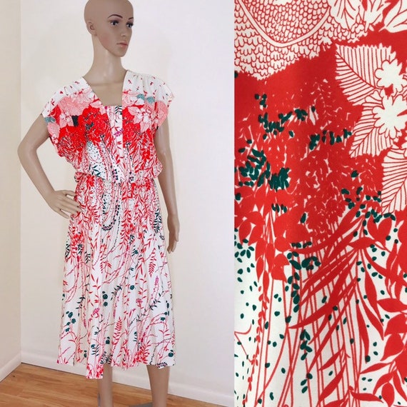 red white floral dress