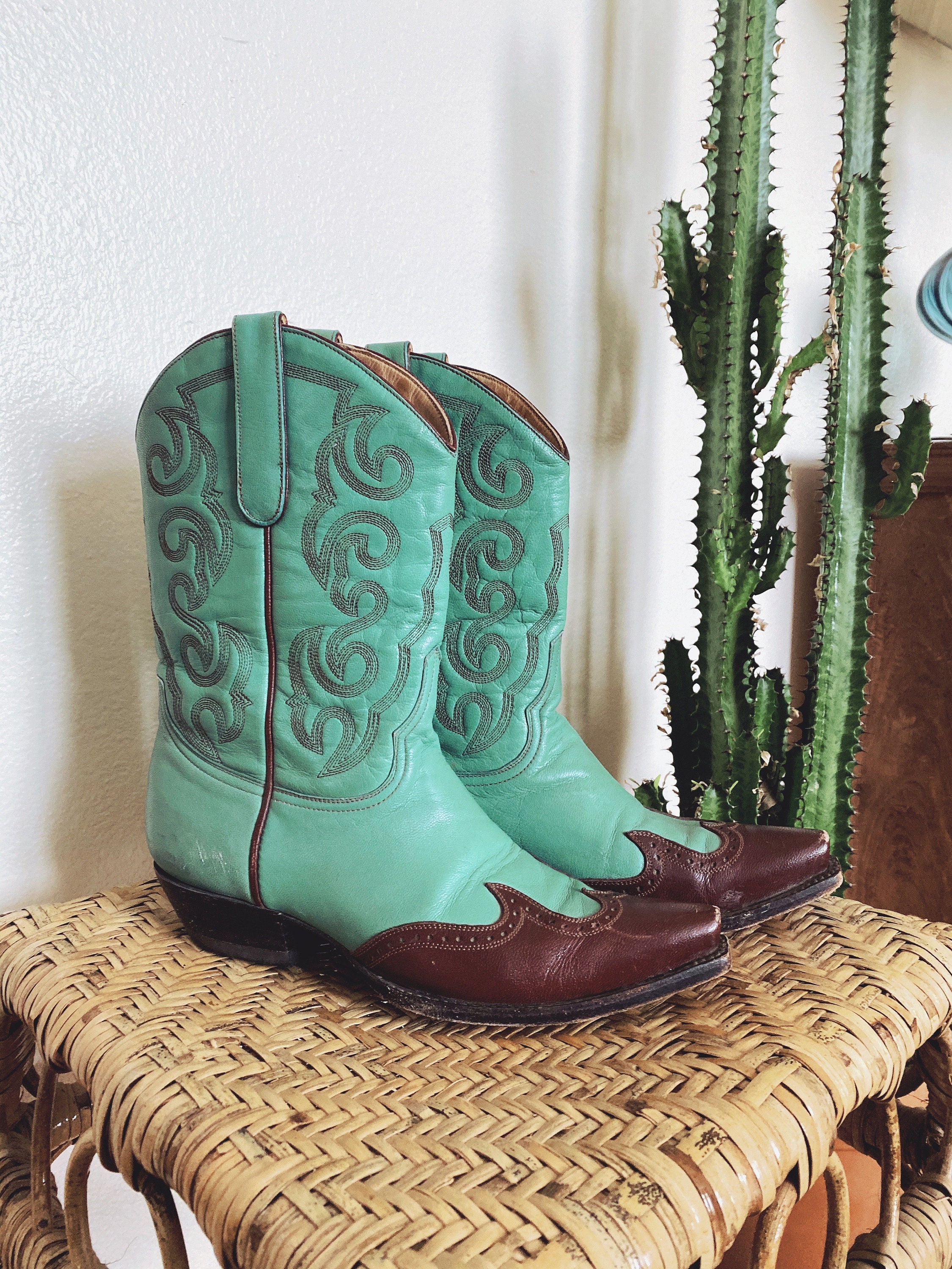 brown turquoise cowboy boots