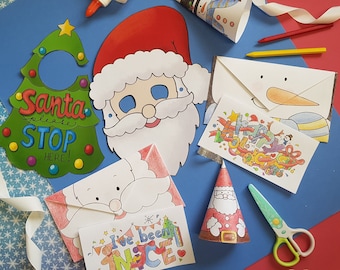 Kids Christmas Activity Pack Digital Download, Kids Christmas Craft Kit Printable, Kids Holiday Craft Set, Cute DIY Christmas Kit for Kids