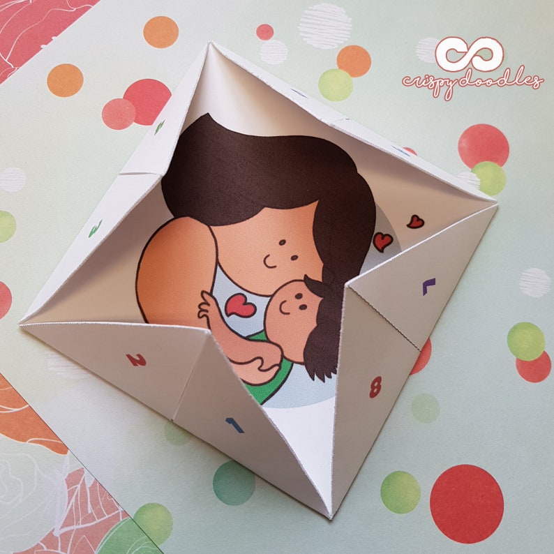 Mothers Day Cootie Catcher DIY Craft, Cute Chatter Box, Happy Snappy Game for moms, Toddler games and toys, Kids chores, Digital Download image 2