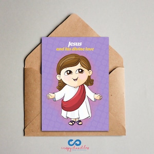Bambino Gesù stampa d'arte, bambini cristiani carino arredamento sala giochi, Natale religioso per i bambini, carino biglietto di Natale, Bambino Gesù Poster o Cartolina