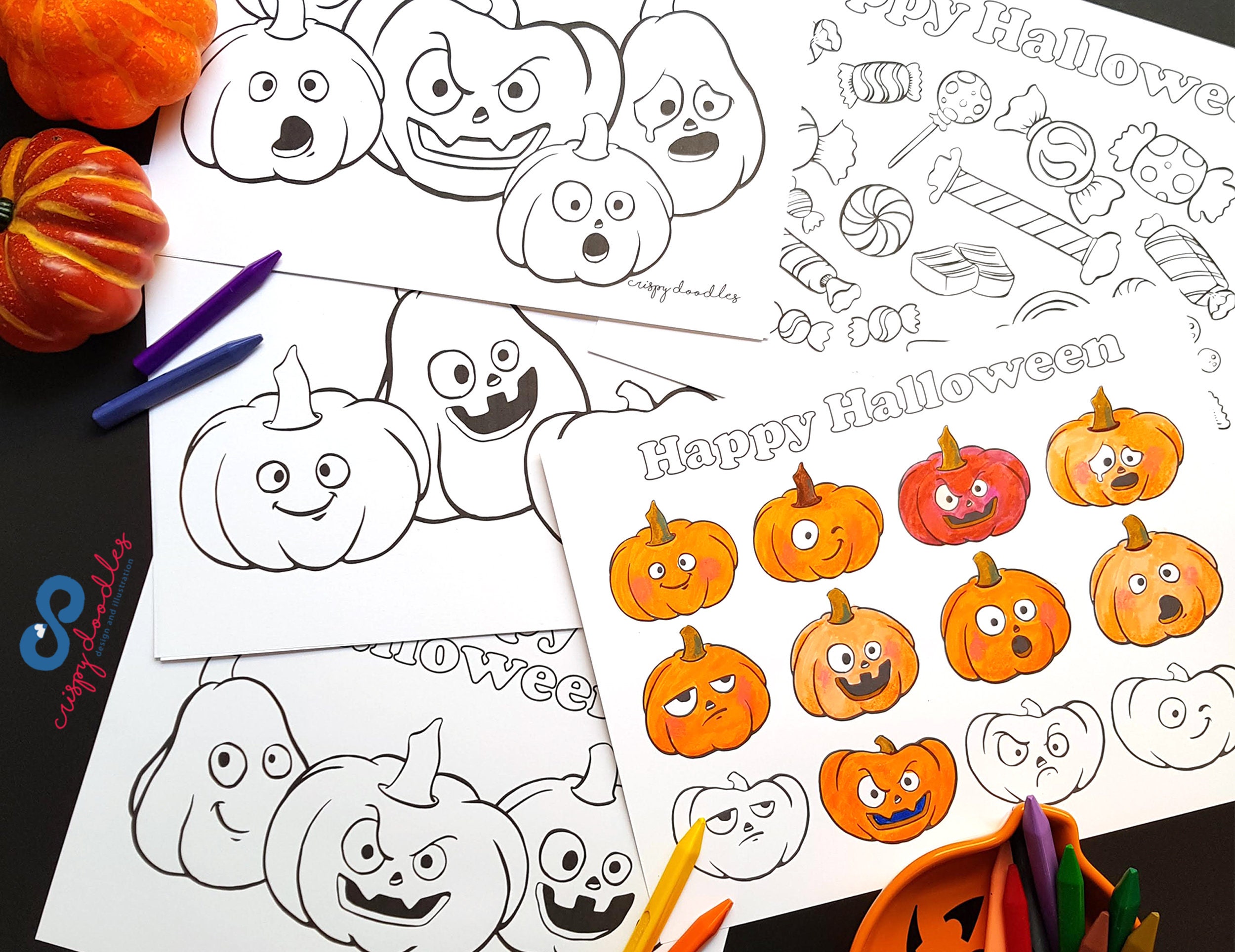 Halloween Coloring Pages Montessori Activity Preschool Etsy