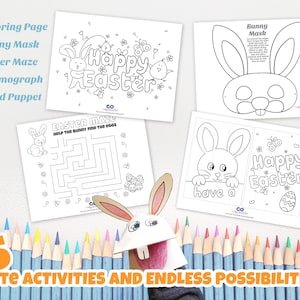Easter Activity Set Printables, Educational Fun School Activity Sheets, School Game sheets, Easter Learning Games For School or Party image 1