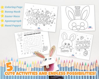 Easter Activity Set Printables, Educational Fun School Activity Sheets, School Game sheets, Easter Learning Games For School or Party