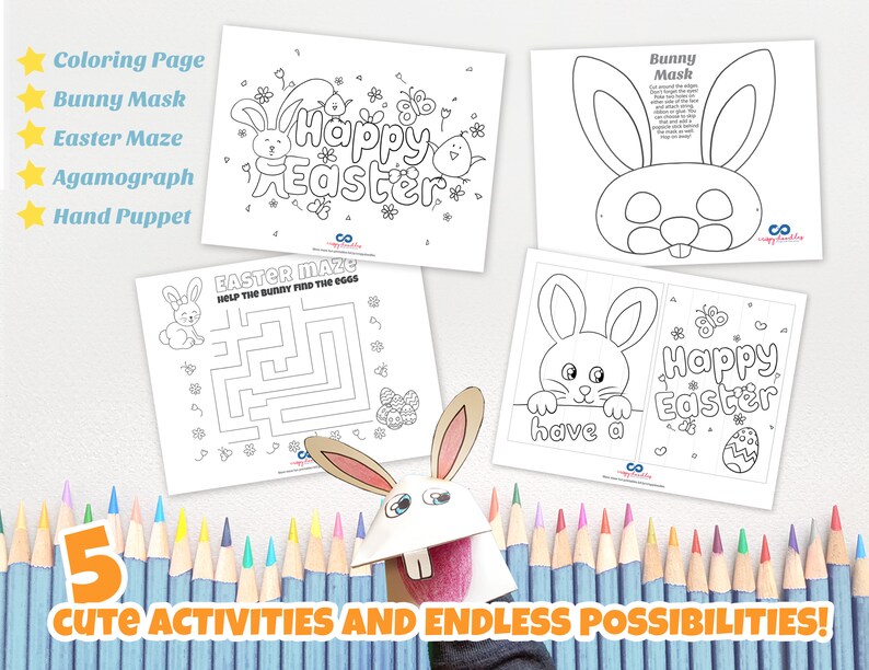 Easter Activity Set Printables, Educational Fun School Activity Sheets, School Game sheets, Easter Learning Games For School or Party image 1