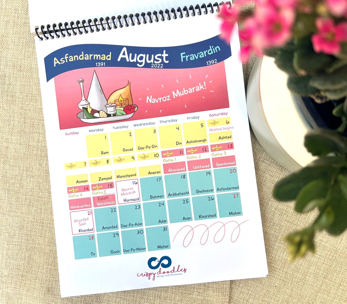 The Parsi Calendar 20222023 Etsy Canada