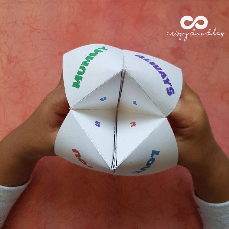 Mothers Day Cootie Catcher DIY Craft, Cute Chatter Box, Happy Snappy Game for moms, Toddler games and toys, Kids chores, Digital Download image 1