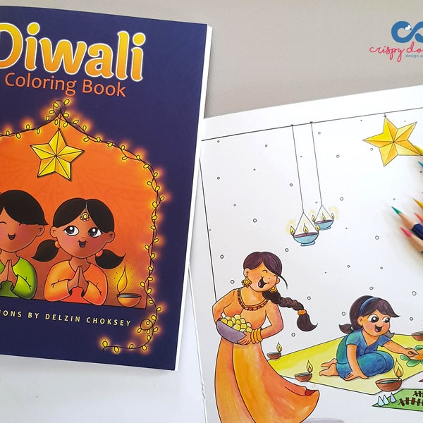 Diwali Coloring Book, Multicultural Diverse Kids Books, Festivals of India, Celebration of Light, Desi Deepavali, Rangoli Patterns, Diyas