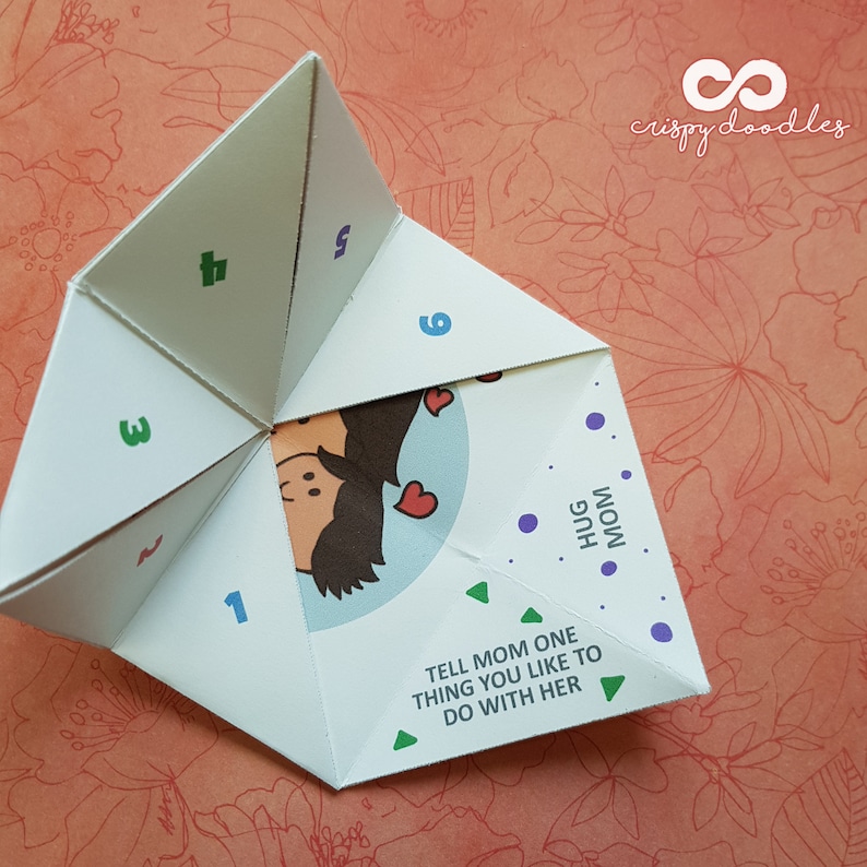 Mothers Day Cootie Catcher DIY Craft, Cute Chatter Box, Happy Snappy Game for moms, Toddler games and toys, Kids chores, Digital Download image 6