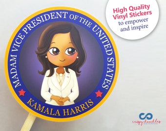 Kamala Harris Sticker, Kamala Harris Cartoon Sticker, Kamala Harris Decal, Kamala Harris Quote, Kamala Harris VP Sticker First But Not Last