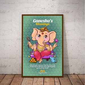 BABY GANESHA - Ganpati Ganesha Gift Children Wall Decor Indian Kids Home Mandir Pooja Art Print Ganesh Chaturthi Elephant Hindu God Diverse