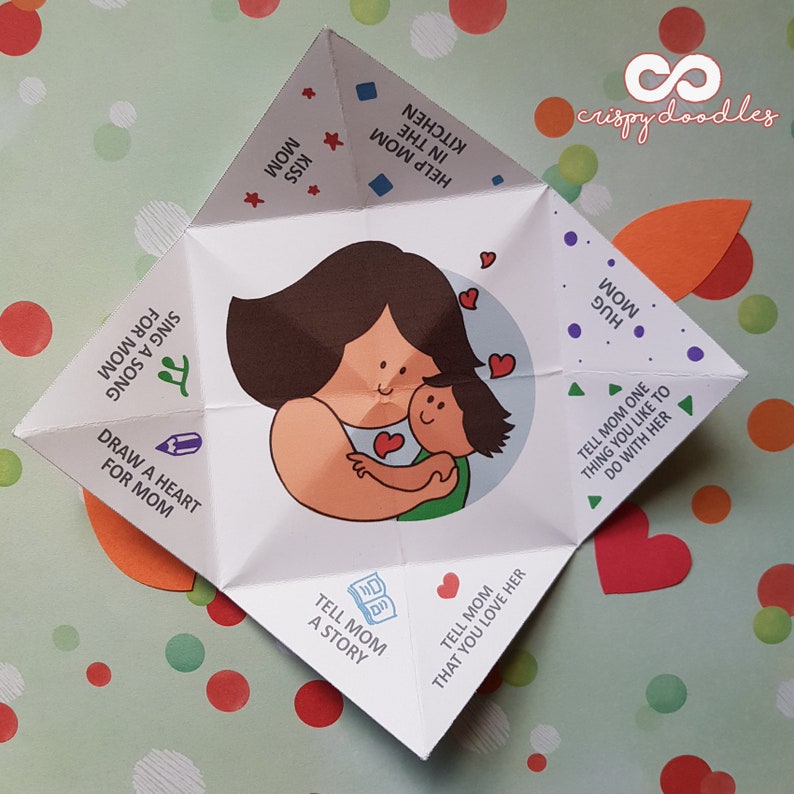 Mothers Day Cootie Catcher DIY Craft, Cute Chatter Box, Happy Snappy Game for moms, Toddler games and toys, Kids chores, Digital Download image 7