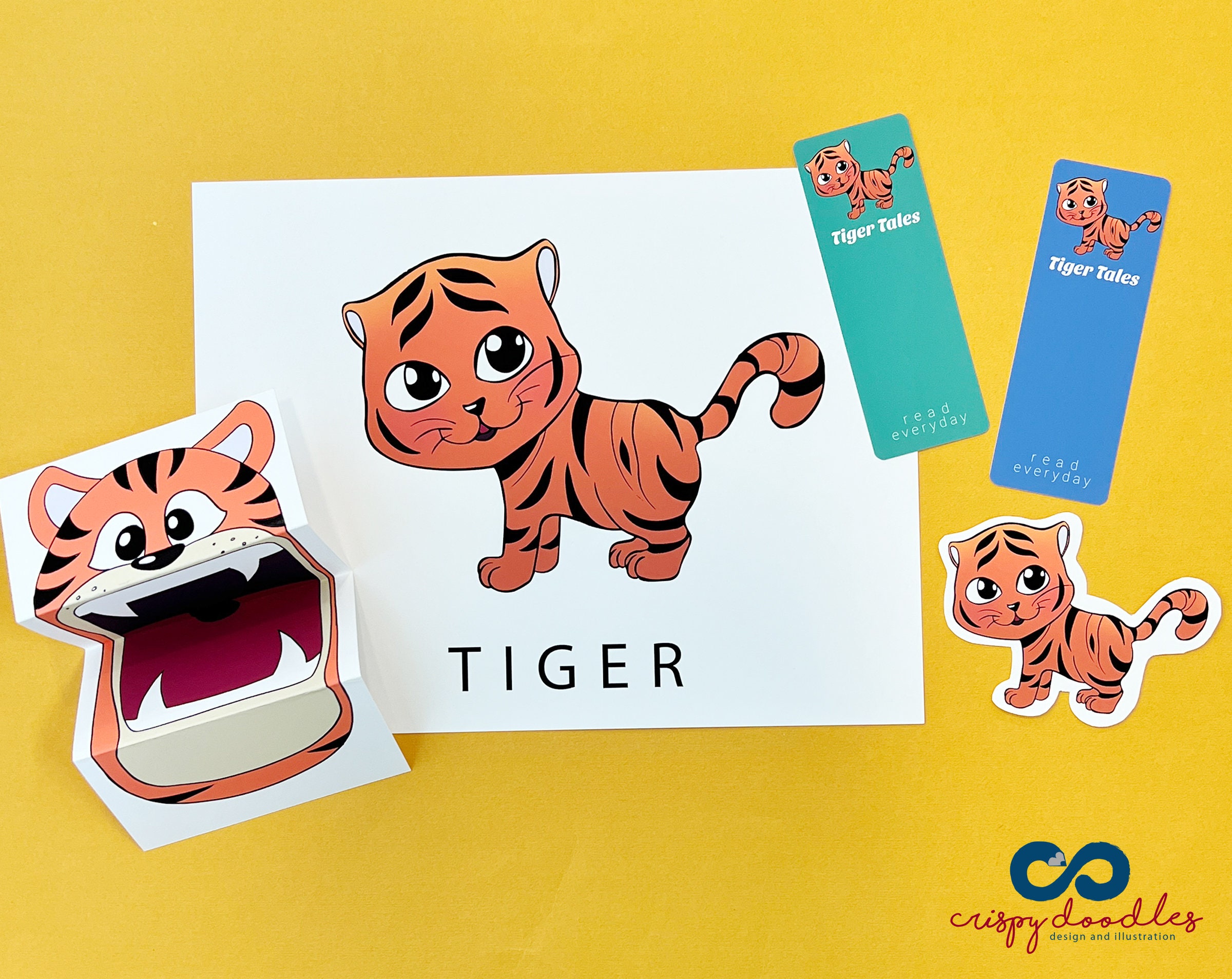 Tijger Kinderen DIY Activiteit, Wilde Dieren, Grote Mond dier, Tijger  bladwijzer, Papieren pop, kleurplaat, Instant Download - Etsy België, image size:2400x1906
