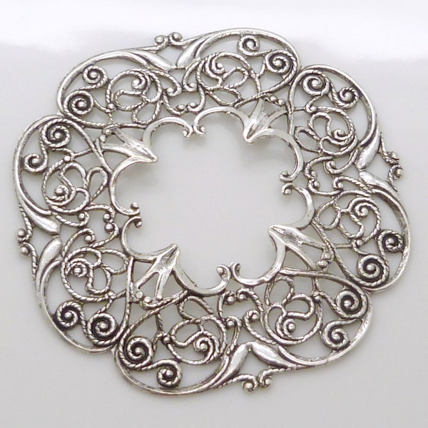 47mm/ 1.8 inch Silver Plated Brass Filigree