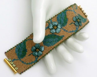 Peyote Armband Perlen MUSTER. DIGITALER DOWNLOAD.Odd Count Peyote Muster. Blätter Blumen Armband Muster. "Verzierter Efeu". DecoBeading .