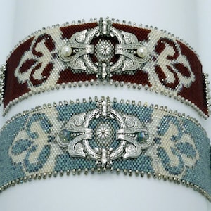 Peyote Bracelet PATTERN. DIGITAL DOWNLOAD. Odd Count Peyote. Small Peyote Cuff Bracelet. &quot;Scarlett&quot; bracelet pattern. Deco Beading.