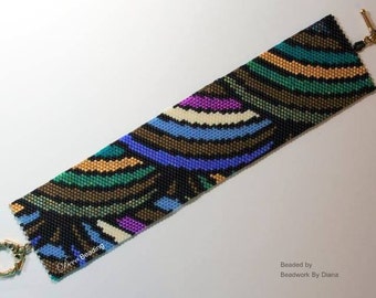 Peyote Bracelet PATTERN. DIGITAL DOWNLOAD. Even Count Peyote Pattern "Ribbons". Instant Digital Download. DecoBeading .
