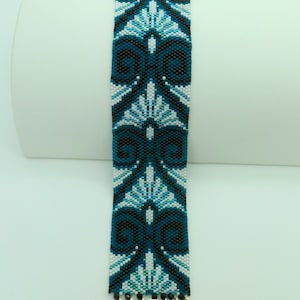 Peyote Bracelet PATTERN. DIGITAL DOWNLOAD. Odd Count Peyote Pattern.  Leaves and Fans beading pattern. Peyote Cuff bracelet. Deco Beading.