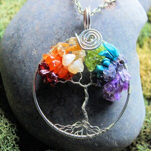 Rainbow Tree Of Life Necklace Tree Of Life Pendant Wire Etsy