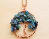 Moss Agate Tree Pendant wrapped with copper wire. Irish Tree of Life necklace. Gaelic woodland jewelry. Gift for Pagan friend.