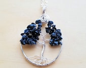 Snowflake Obsidian Tree Pendant wrapped with silver wire. Irish Tree of Life necklace. Gaelic woodland jewelry. Gift for Pagan friend.