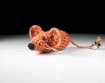 Cat Toy, Catnip Mouse, Mouse With Bell, Multicolor, Crocheted, Pet Toy, Organic Catnip, Pet Accessory