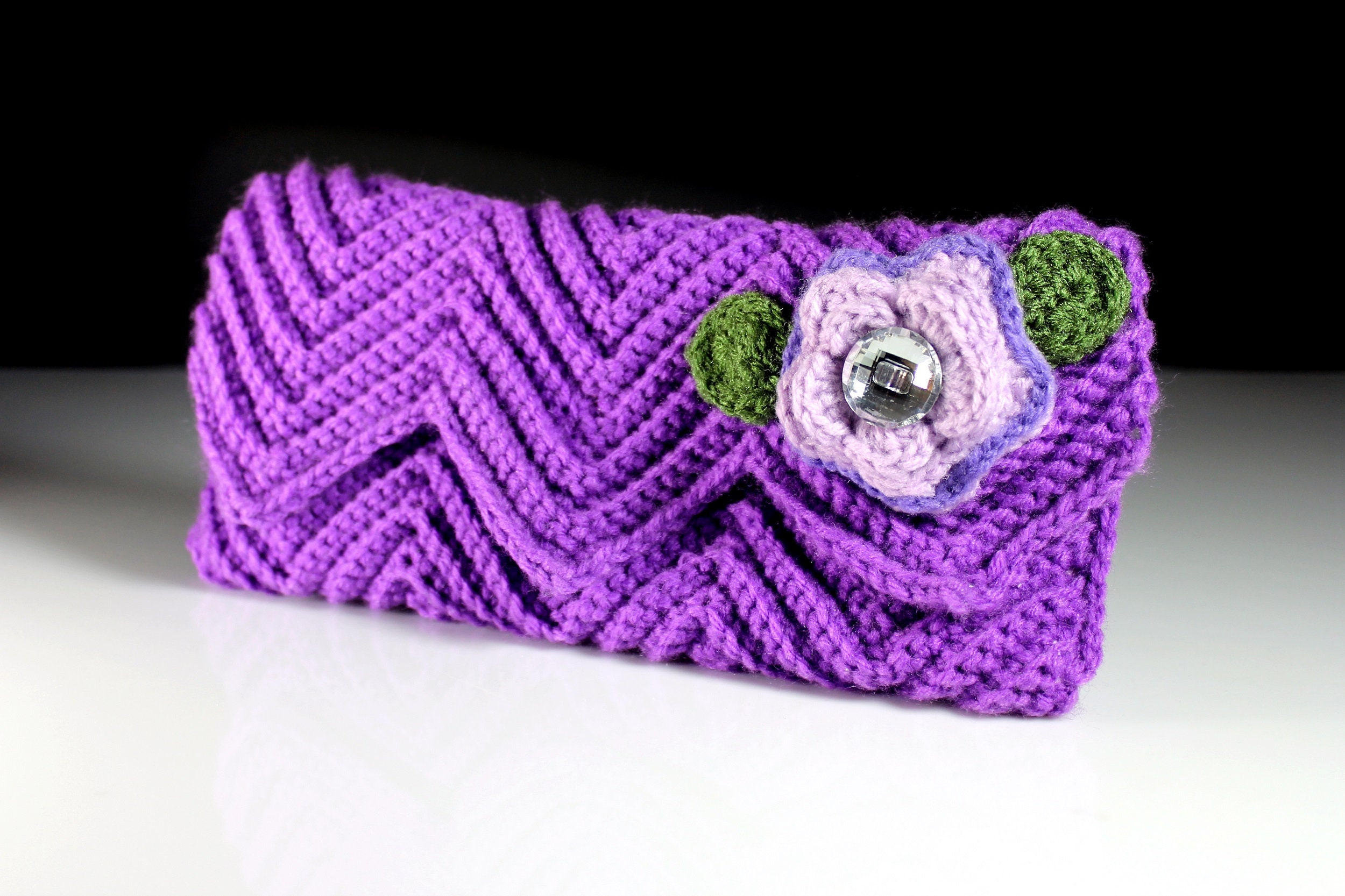 Clutch, Purse, Ivory Velvet Lined, Crochet, Lavender, Floral Adornment ...