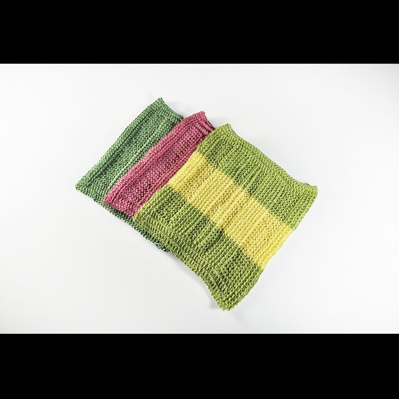 Handmade 100% Cotton Crochet Dishcloths - Set of 3 Square Cloths