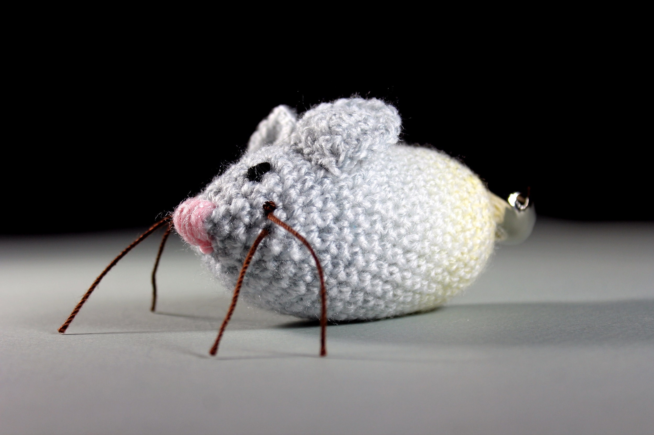 Cat Toy, Catnip Mouse, Mouse With Bell, Crocheted, Pet Toy, Organic Cat