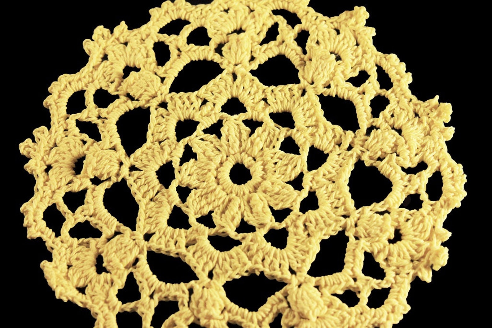 Crochet Doily Mini Doily Round Light Yellow Small Crochet Etsy