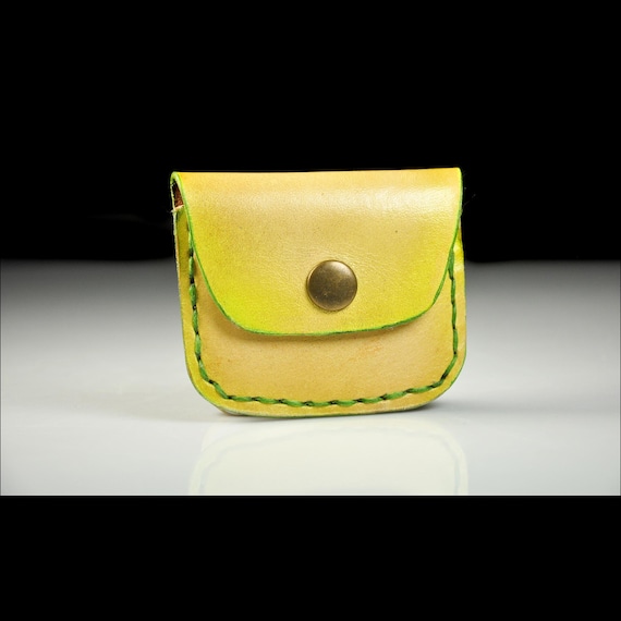 Leather Mini Pouch with Snap Closure, Handmade and Hand-Painted Small Leather Coin Purse, Ideal for Small Items