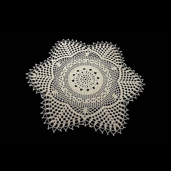 Crochet Doily, Round, 18-inch, Ecru (Natural),  Round, Crochet Mat, Crochet Lace, Fine Art Crochet, Snowflake