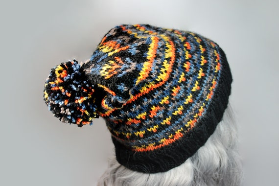 Winter Hat, Hand Knit, Fairisle Multicolor, Pull On, Ski Hat