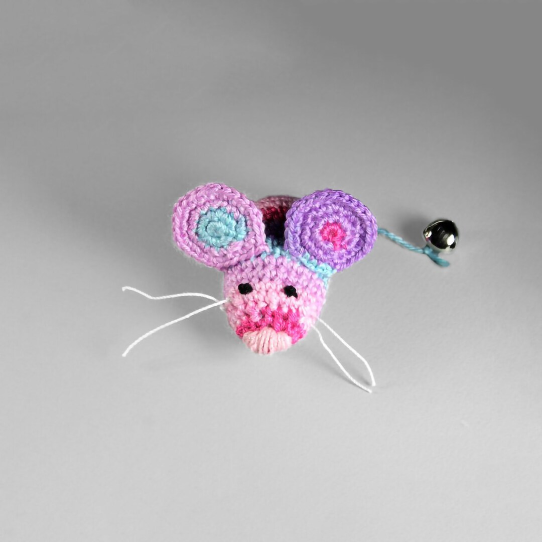 Cat Toy, Catnip Mouse, Mouse With Bell, Multicolored, Crocheted, Pet