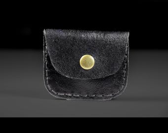 Small Leather Pouch - Leather Coin Purse - Black Leather - Other