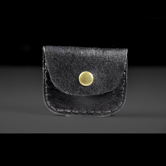 Leather Mini Pouch with Snap Closure, Handmade and Hand-Painted Small Leather Coin Purse, Ideal for Small Items