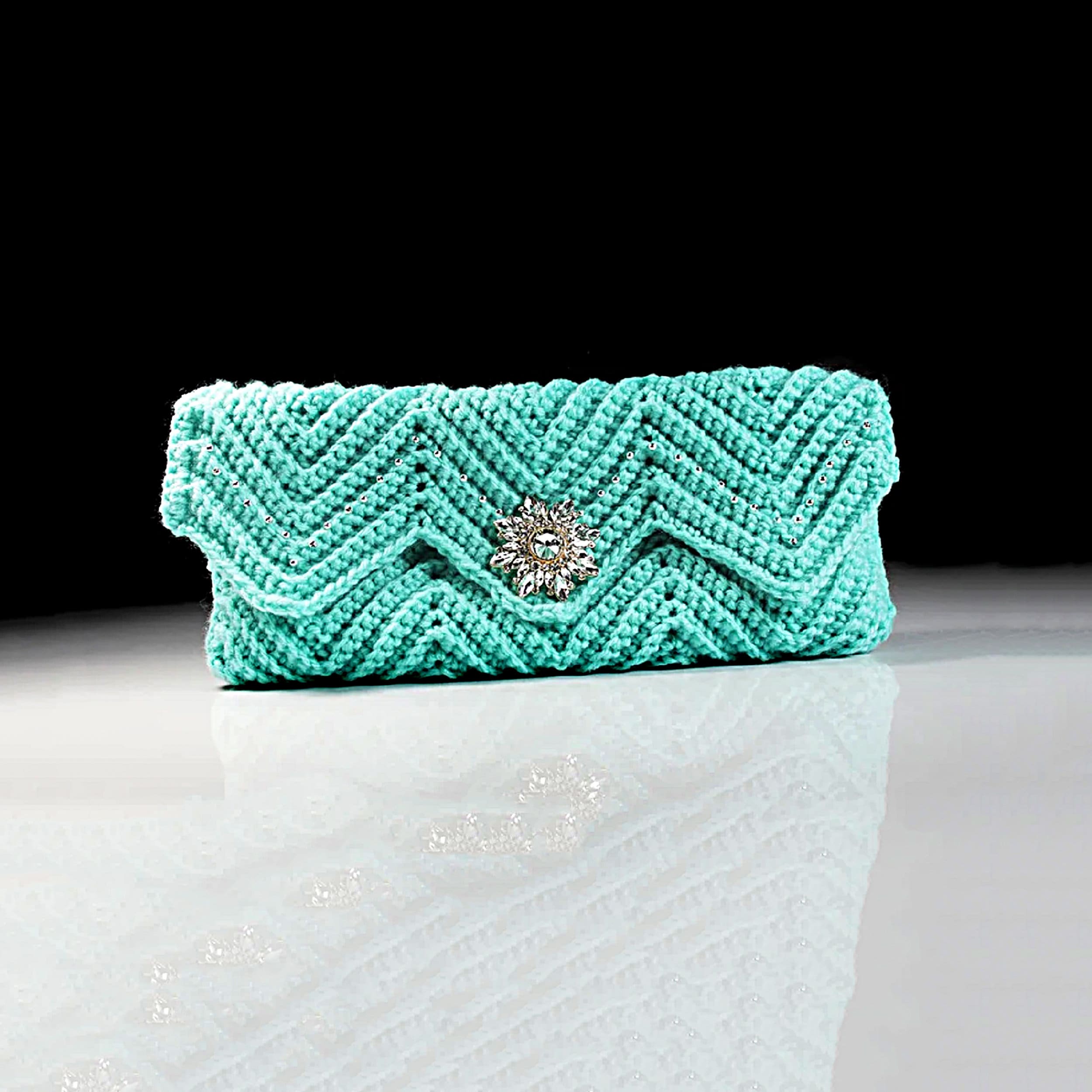 Crochet Clutch Purse, Ivory Velvet Lined, Aqua, Rhinestone Button  Adornment, Beaded, Magnetic Closure, Women's Gift | MakerPlace by Michaels