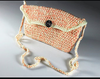 Crochet Handbag, Orange and Yellow, Handmade, Shoulder Bag, Purse, 8 Inch