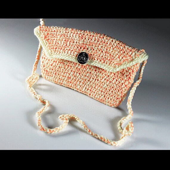 Crochet Handbag, Orange and Yellow, Handmade, Shoulder Bag, Purse, 8 Inch