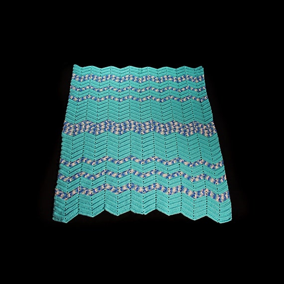 Crochet Ripple Blanket, Turquoise, Throw, Small, Handmade, Lap Blanket