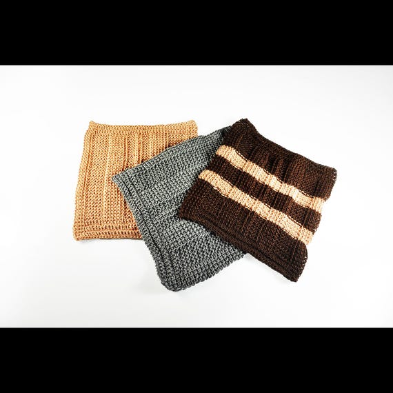 Handmade 100% Cotton Crochet Dishcloths - Set of 3 Square Cloths