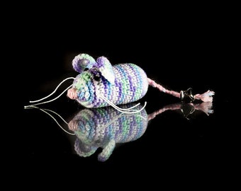 Cat Toy, Catnip Mouse, Mouse With Bell, Multicolored, Crocheted, Pet Toy, Organic Catnip, Pet Accessory