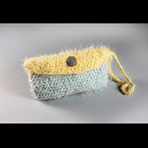 Crochet Coin Purse, Yellow Green Wristlet image 1