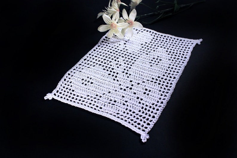 Crochet Doily Rectangle Mini Doily White Butterfly Small Etsy