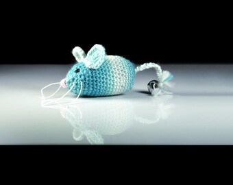 Handmade Crochet Catnip Mouse Toy, Multicolor Cat Toy with Bell