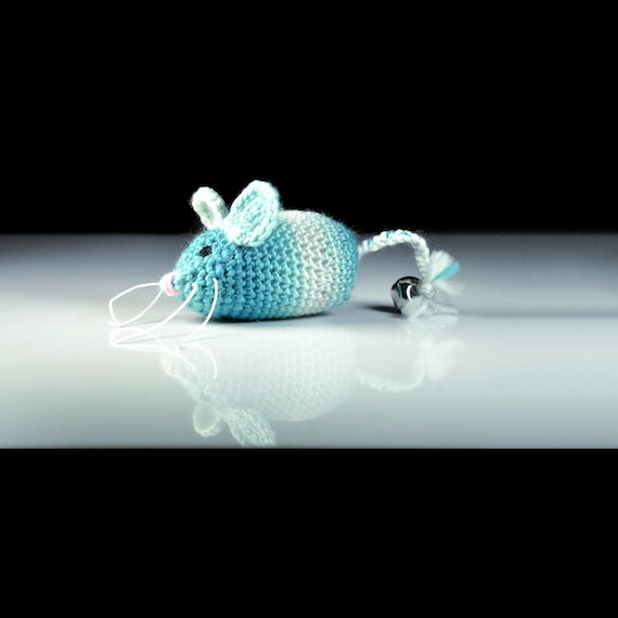 Handmade Crochet Catnip Mouse Toy – Multicolor Cat Toy with Bell