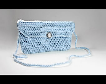 Handbag, Shoulder Bag, Purse, Crocheted Purse, Handmade Purse, Evening Bag, Blue Handbag