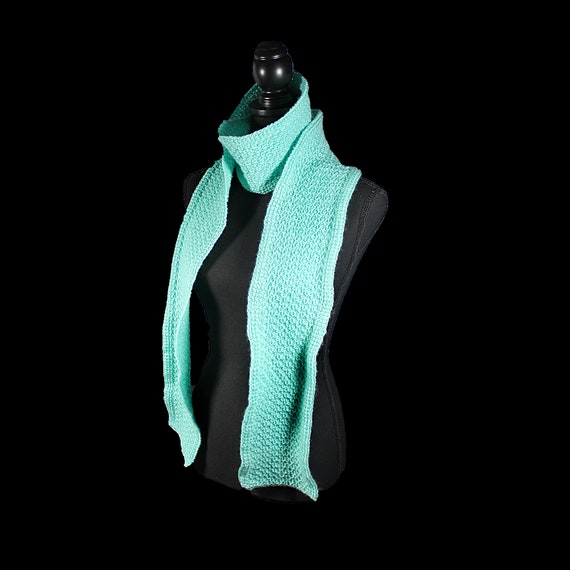 Crochet Women's Scarf, Outerwear, Aqua, 78 Inch, Women's Clothing, Winter Accessory. Winter Fashion